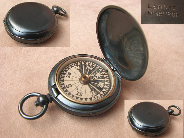 Small Lennie pocket compass with Singers Patent style dial, circa 1880